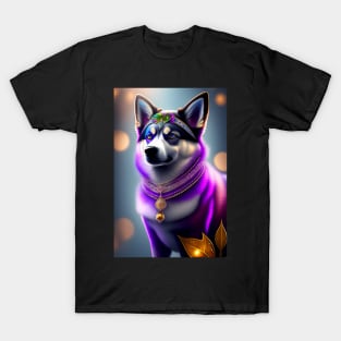 Make a statement with eye-catching Glowing Pomsky design T-Shirt